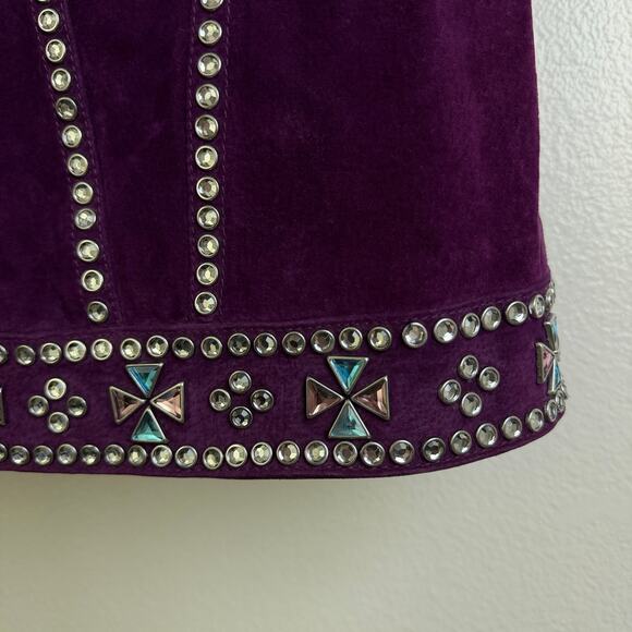 Cripple Creek Suede Vest Womens Medium Purple Cowgirl Western Rhinestones Bling - Picture 7 of 12